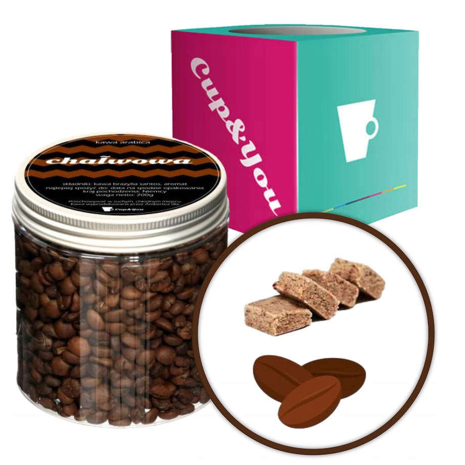 Kawa aromatyzowana o smaku CHAŁWOWYM ziarnista ARABICA Cup&You 200g PREMIUM na prezent upominek dla kobiety mężczyzny faceta mamy taty żony męża