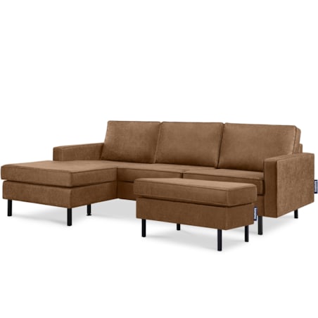 KONSIMO INVIA Narożnik w stylu loft lewy z otomaną ciemny szary brązowy