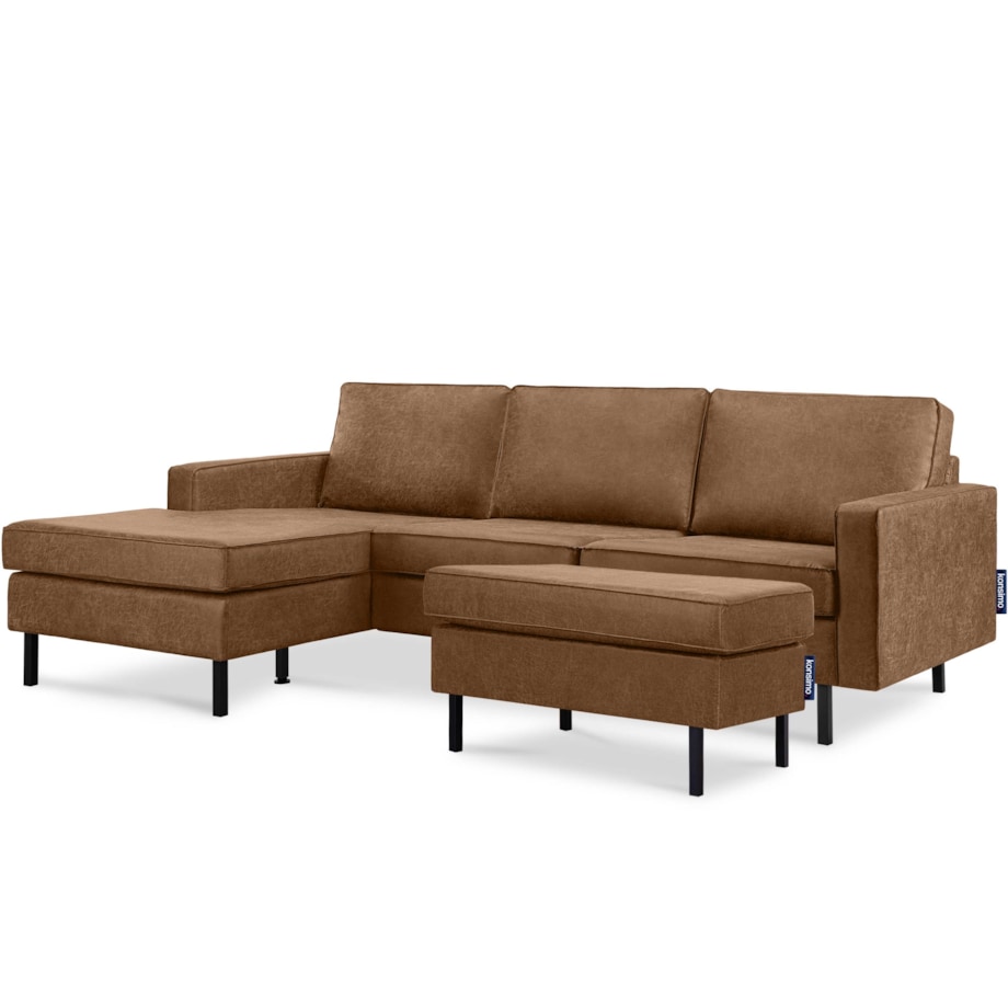 KONSIMO INVIA Narożnik w stylu loft lewy z otomaną ciemny szary brązowy