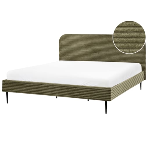 Łóżko Sztruks FLAYAT 180 x 200 cm Zielony