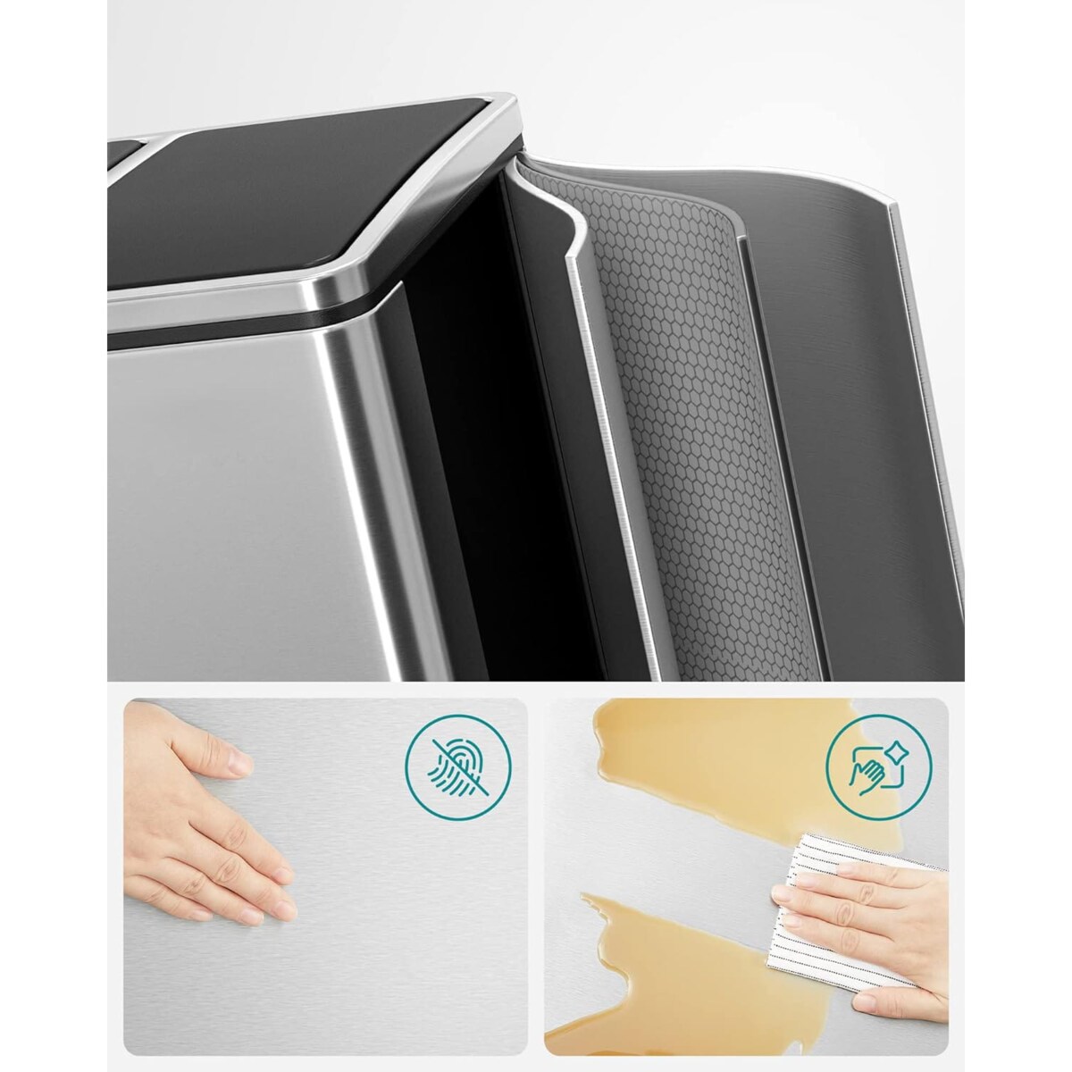 Kosz Na Śmieci Do Segregacji Srebrny