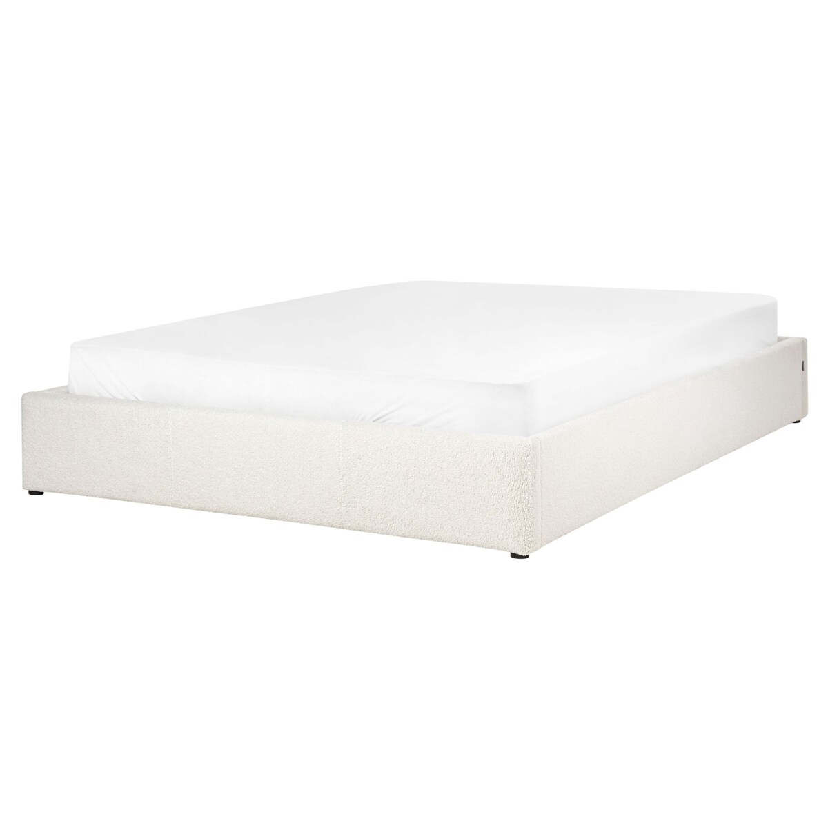 Łóżko z pojemnikiem boucle 160 x 200 cm złamana biel DINAN