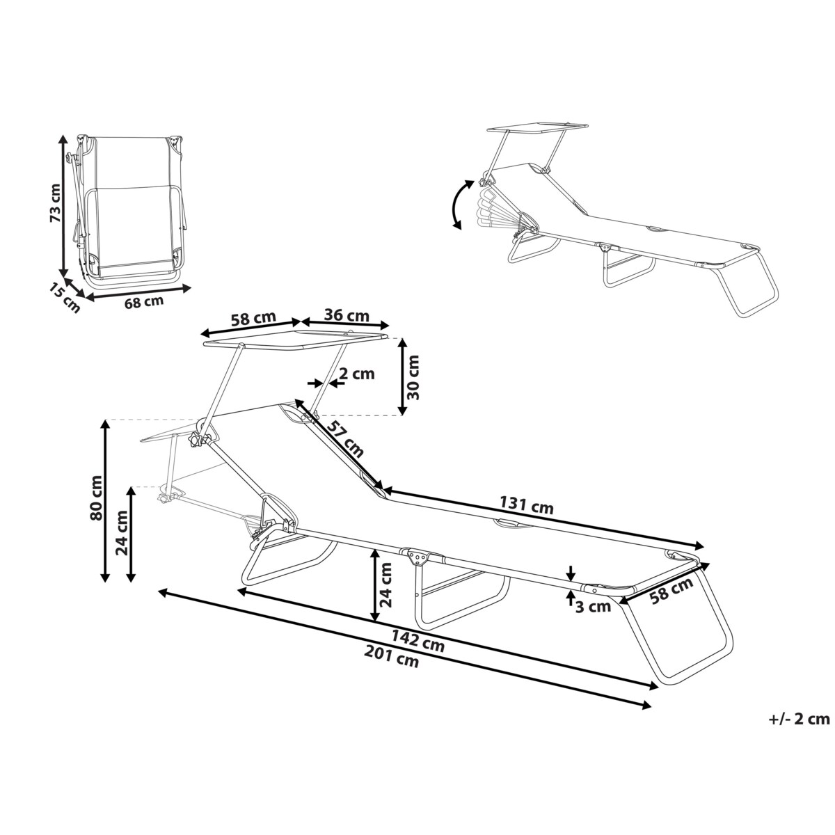Leżak ogrodowy FOLIGNO Metal Fioletowy