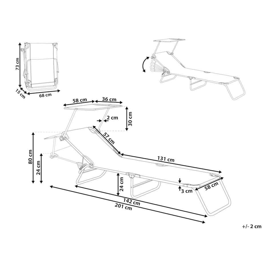 Leżak ogrodowy FOLIGNO Metal Fioletowy