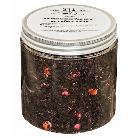 Herbata czarna TRUSKAWKOWE SERDUSZKO o smaku truskawkowo - porzeczkowym - herbata liściasta sypana mieszanka napar susz - gotowa na prezent upominek