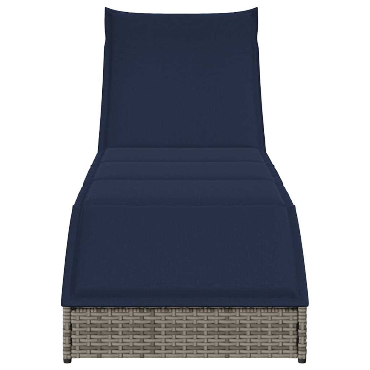 vidaXL Składany leżak z poduszką i schowkiem Szary polirattan