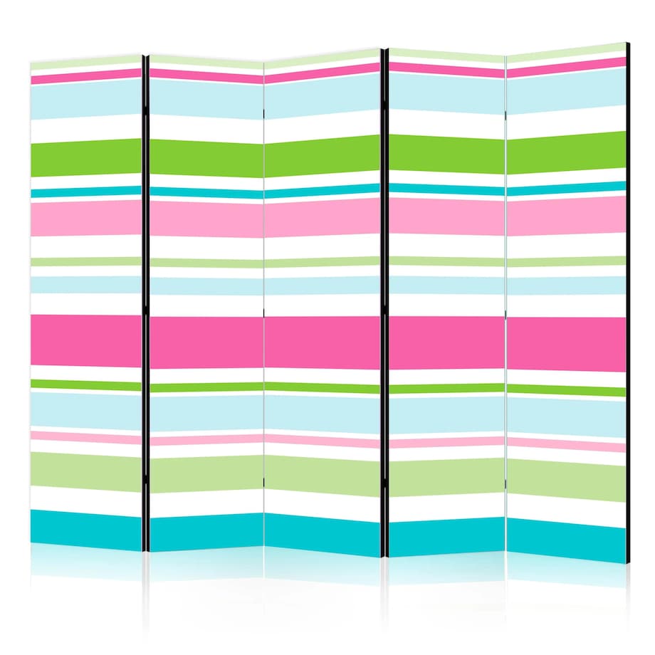 Parawan jednostronny Tła i desenie 225x172 cm 5-częściowy biały