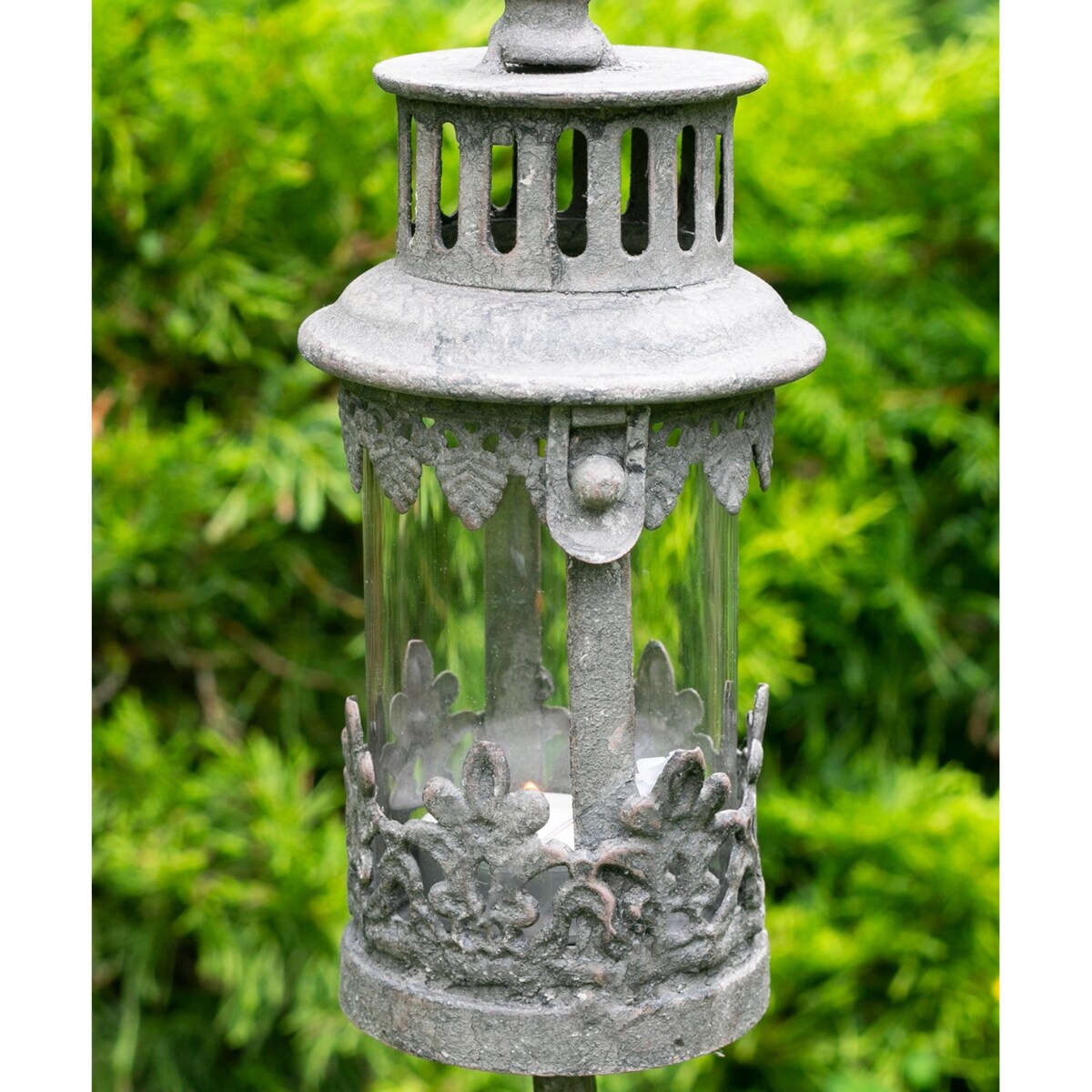 LAMPION LATARNIA do ogrodu na świeczki do wbicia w glebę trawnik metalowy