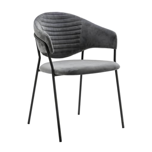 Jadalniane krzesło nowoczesne NAOMI welur ciemnoszare czarne