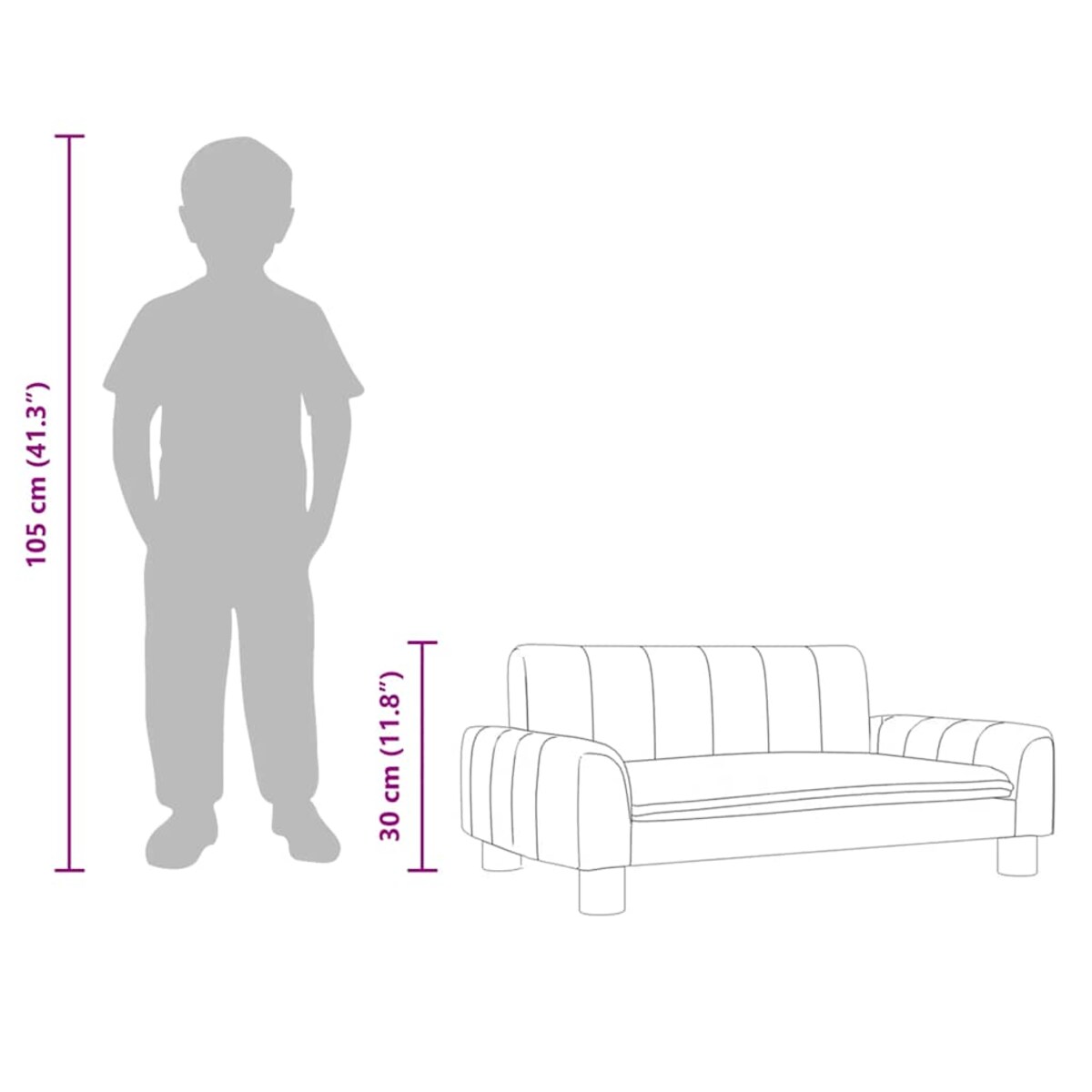 vidaXL Sofa dla dzieci, ciemnoszara, 70x45x30 cm, obita tkaniną