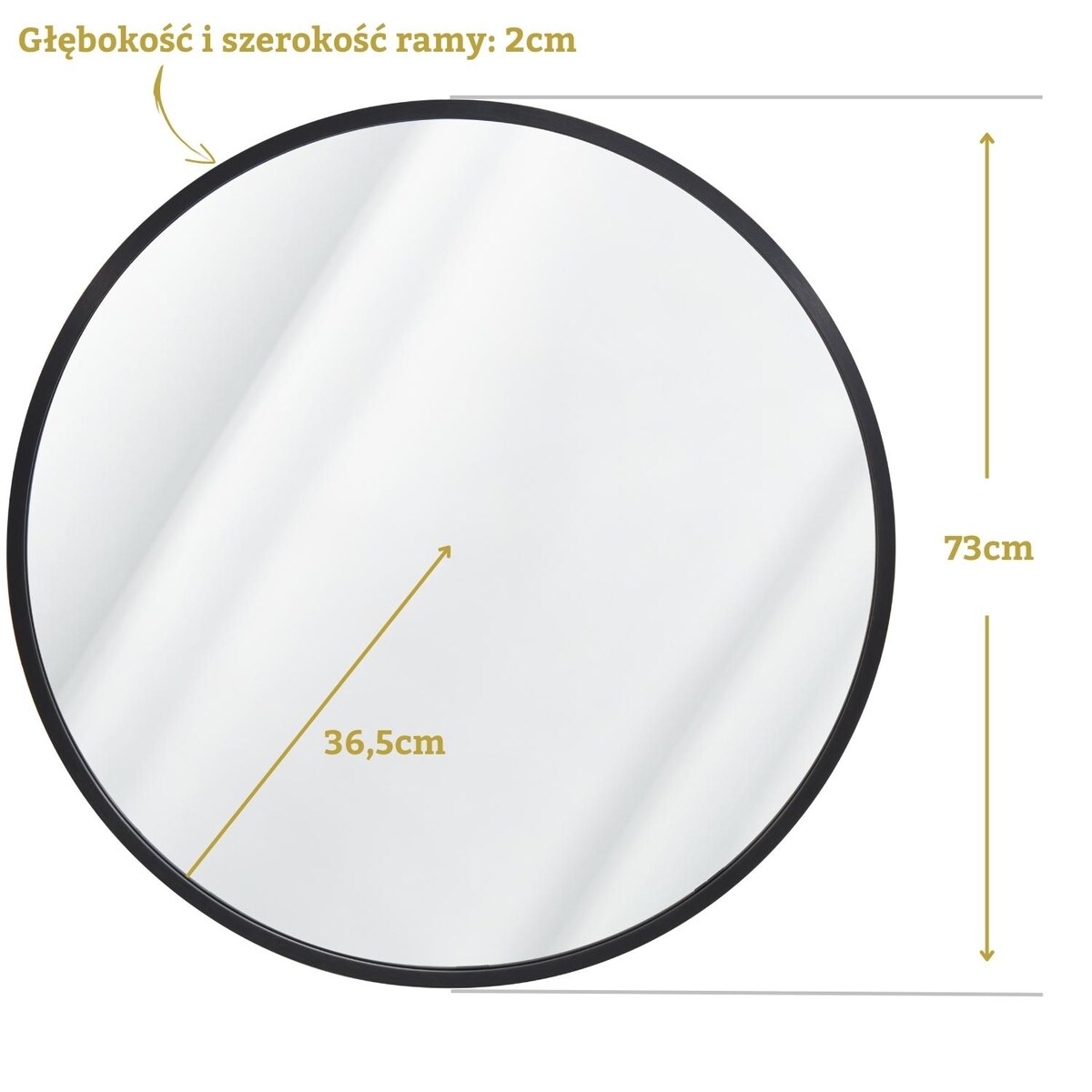 Lustro okrągłe w ramie czarne LOFT 73cm