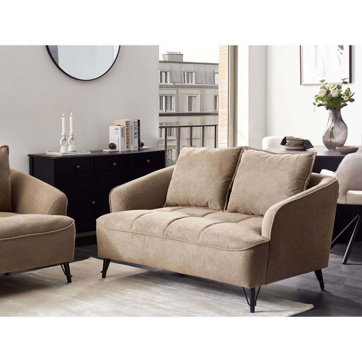 Sofa 2-osobowa brązowa HOBRO