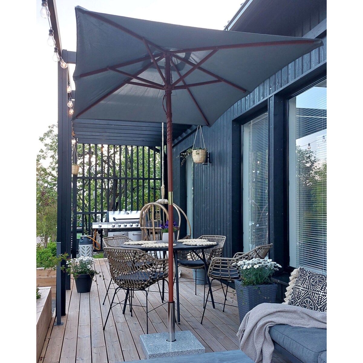 Parasol ogrodowy 144 x 195 cm szary FLAMENCO