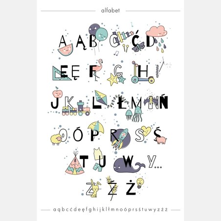 Plakat dla dzieci Alfabet pastelowy 30x40