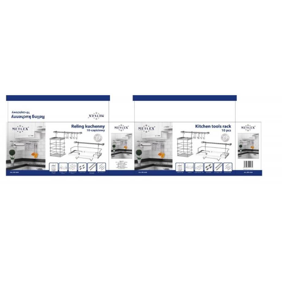 Reling Kuchenny 10 Elementowy Metlex Mx-4540 Srebrny