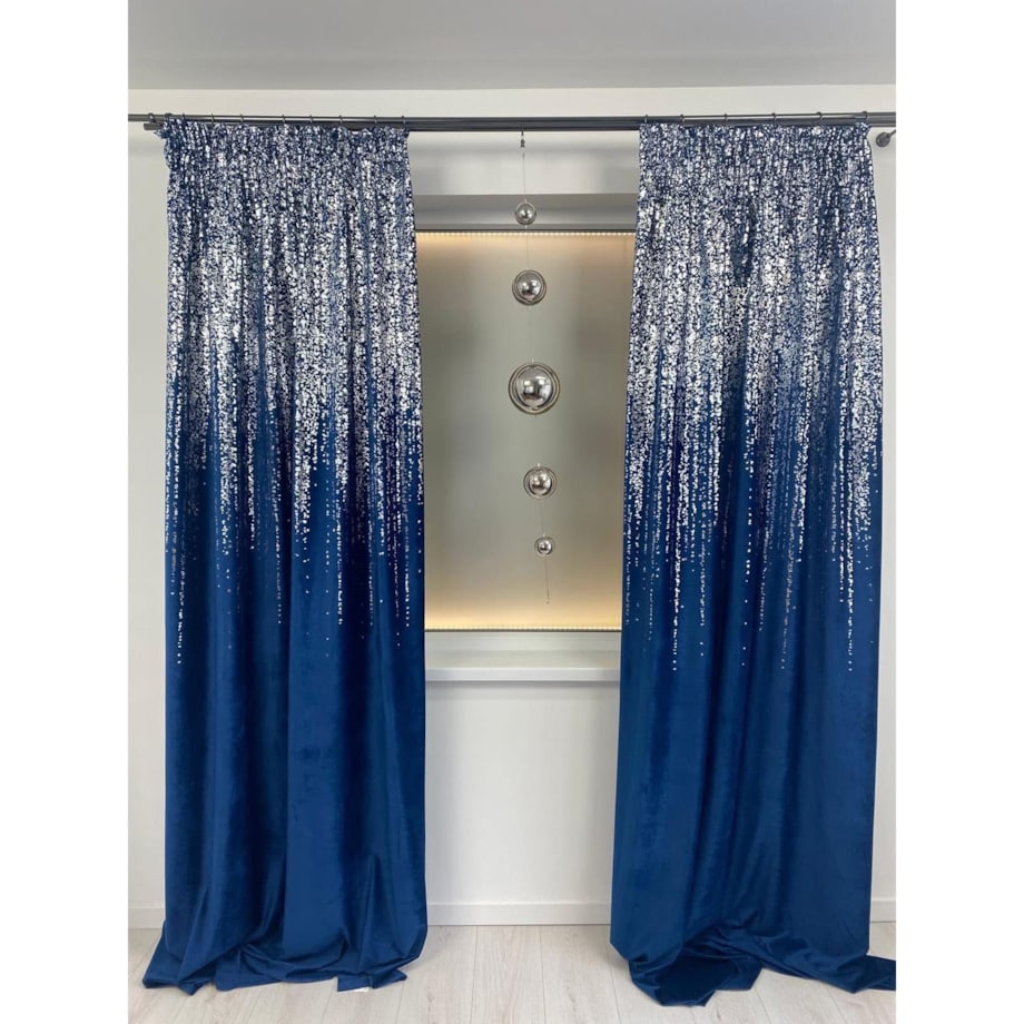 zasłona welurowa srebrny deszcz 140x270 cm