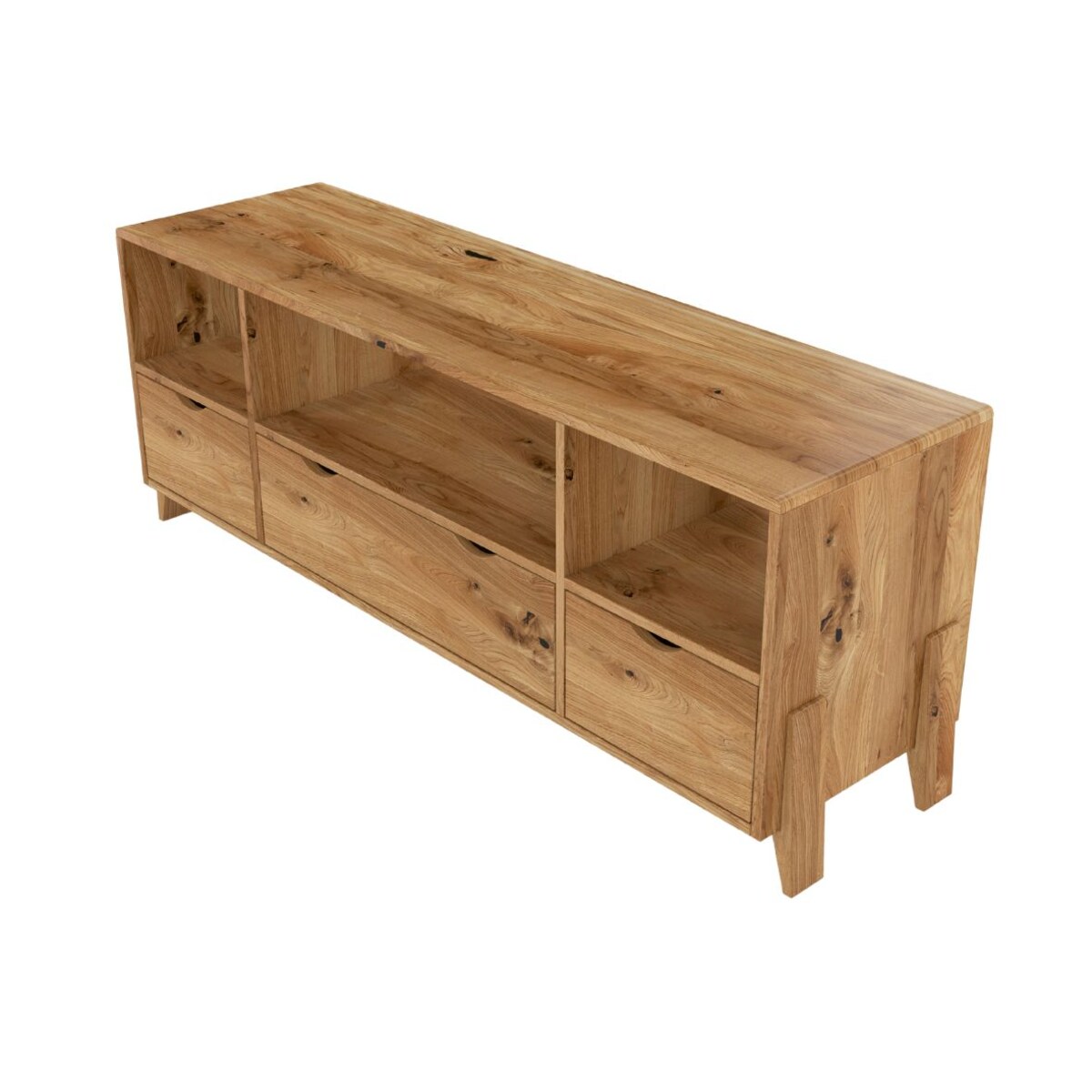 Drewniana szafka Rtv dębowa Visby Gdynia na nóżkach / Lakier naturalny