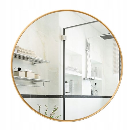 Lustro okrągłe ścienne łazienkowe złote 80cm salon sypialnia industrialne