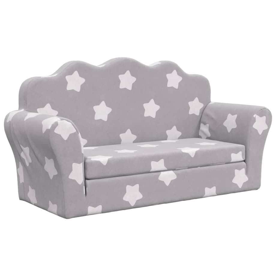 vidaXL 2-os. sofa dla dzieci, rozkładana, szara w gwiazdki, plusz