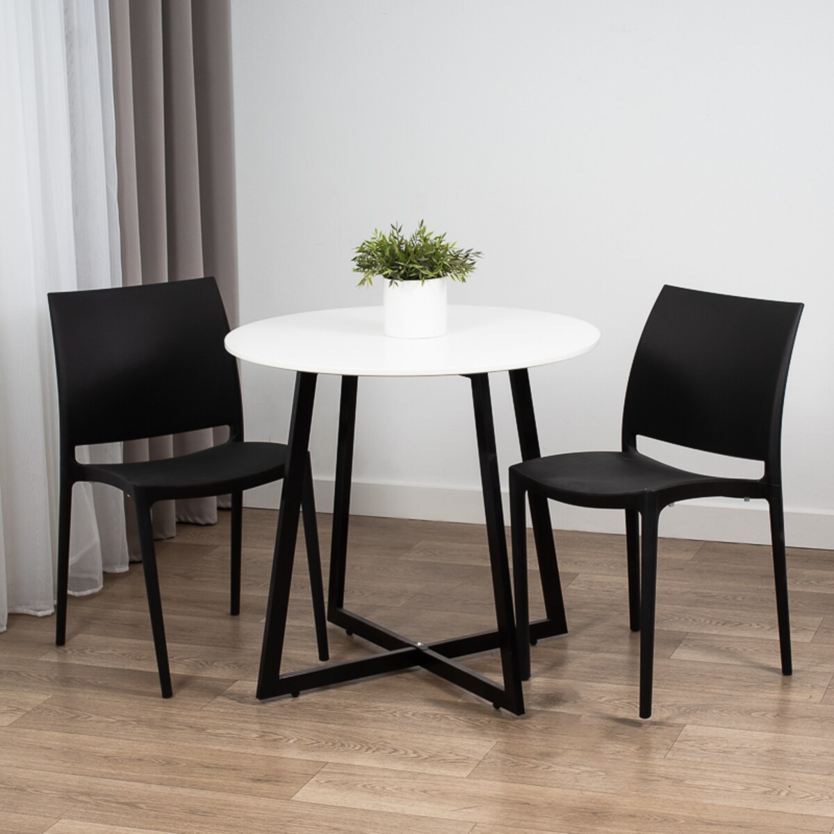 Krzesło plastikowe do salonu jadalni czarne nowoczesne