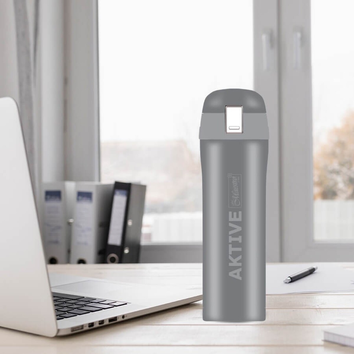 Kubek termiczny na kawe 400ml szary MAESTRO MR-1643-40C-NEW