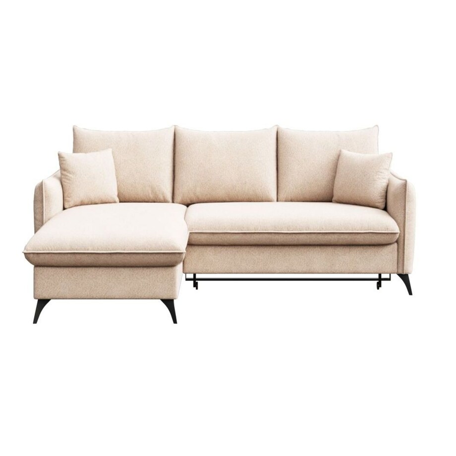 Brim Sofa narożna lewa z funkcją spania i pojemnikiem lewa jasno beżowa