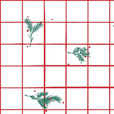 Poduszka świąteczna - krata i gałązki