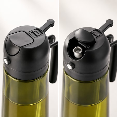 Butelka, spray do oliwy, oleju, dozownik, rozpylacz, zielony, zaciemniający 470ml POJ12