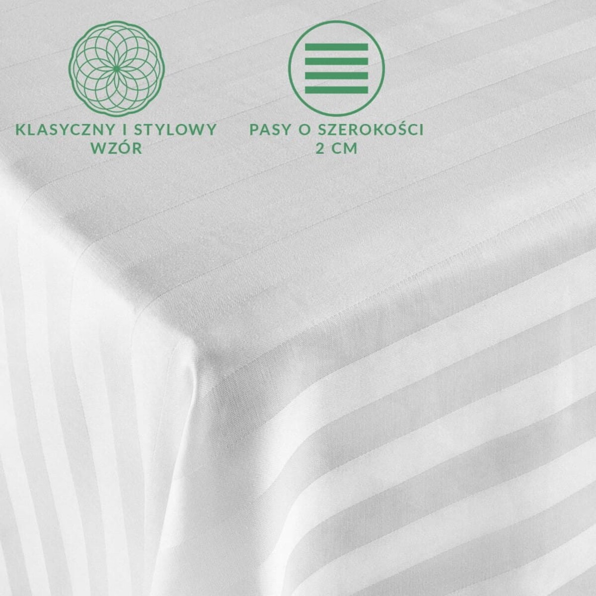 Prześcieradło bambusowe satyna bawełniana 220x260 Bamboo paski, białe