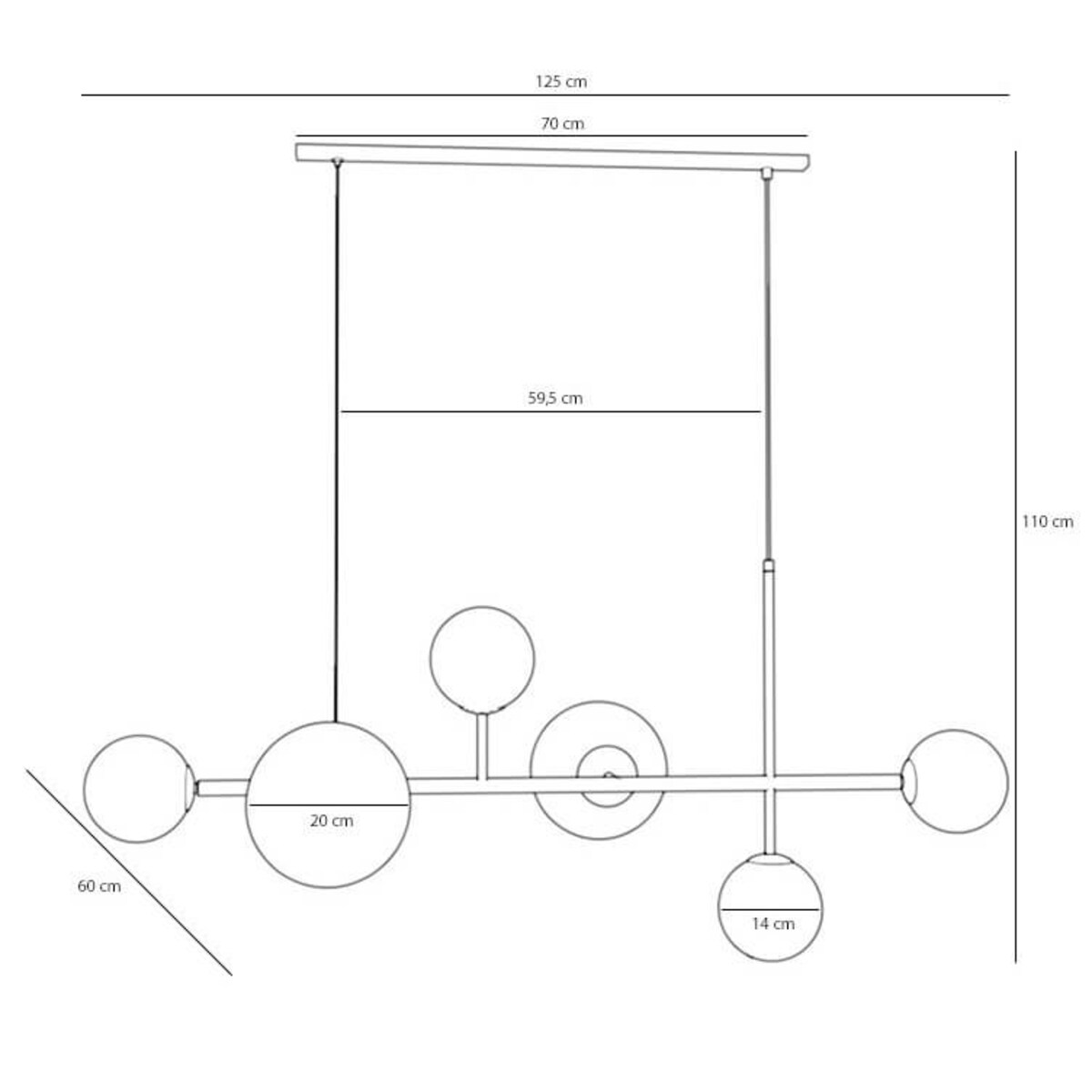 Molekułowa lampa wisząca Dione 1092K_2 Aldex nad stół balls biały