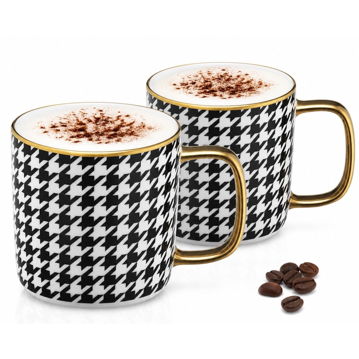 Kubek w pepitkę 2szt kratka 350 ml na napoje kawę herbatę latte pracy domu