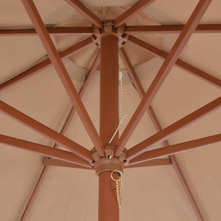 vidaXL Parasol ogrodowy na drewnianym słupku, 300 cm, taupe
