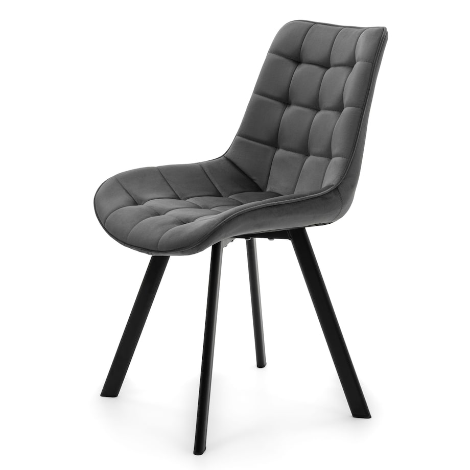 KRZESŁO TAPICEROWANE WELUROWE DO SALONU JADALNI GLAMOUR SZARE TORI