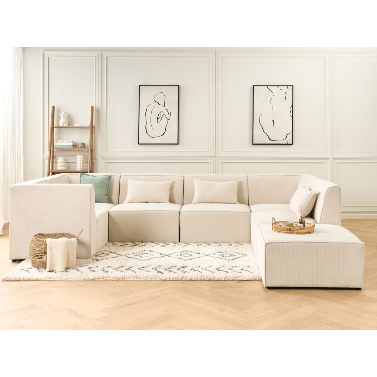 Moduł narożny sztruksowy beżowy LEMVIG