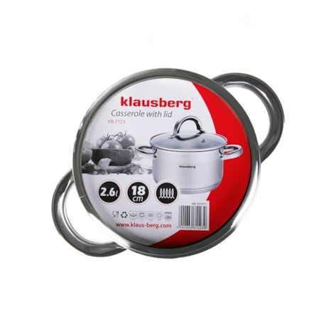 Garnek stalowy z pokrywką indukcja gaz 2.6L 18cm KLAUSBERG