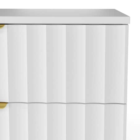 Szafka pod umywalkę z blatem, 80 cm, ryflowana, złote uchwyty, biała Arcos