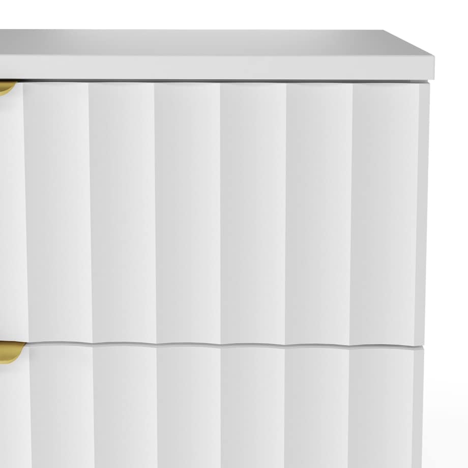 Szafka pod umywalkę z blatem, 80 cm, ryflowana, złote uchwyty, biała Arcos