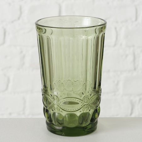 Ozdobna szklanka z zielonego szkła, AURORA, 300 ml