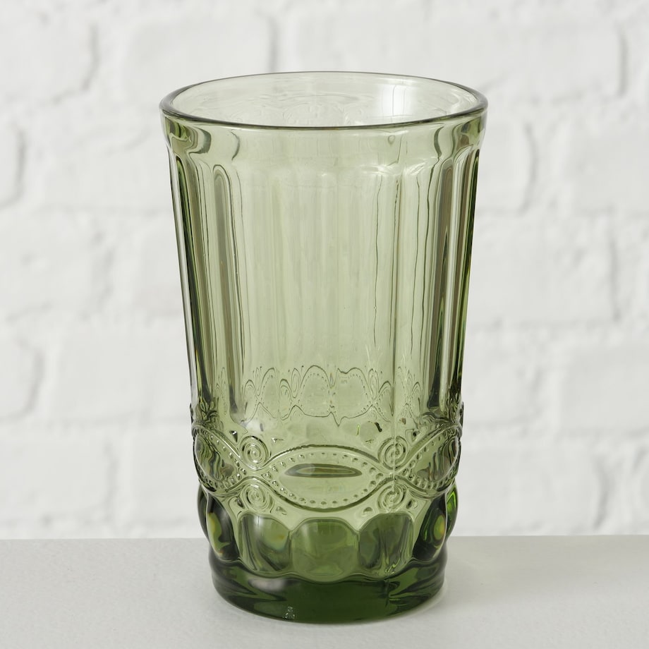 Ozdobna szklanka z zielonego szkła, AURORA, 300 ml