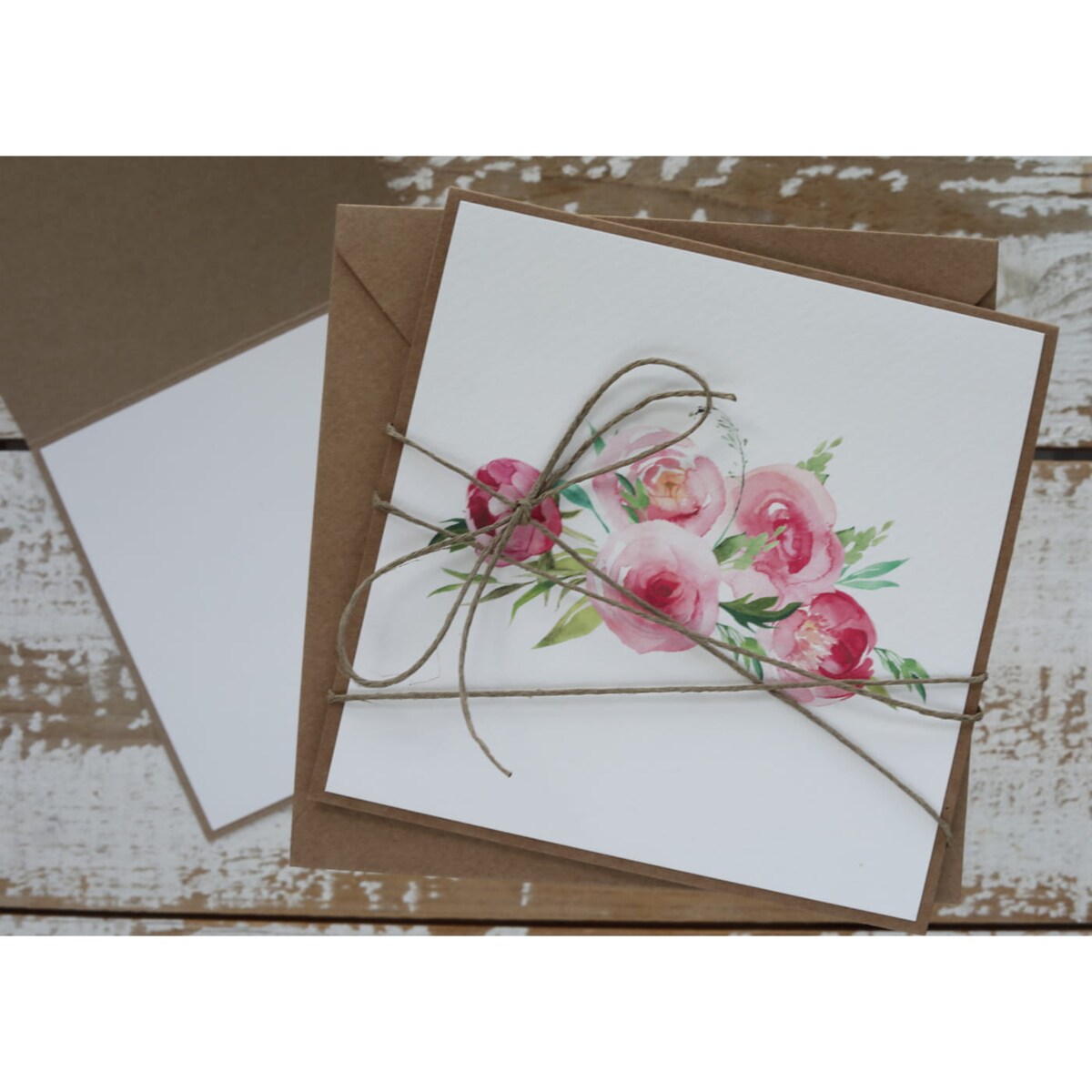 Ręcznie robiona kartka okolicznościowa piwonie bukiet