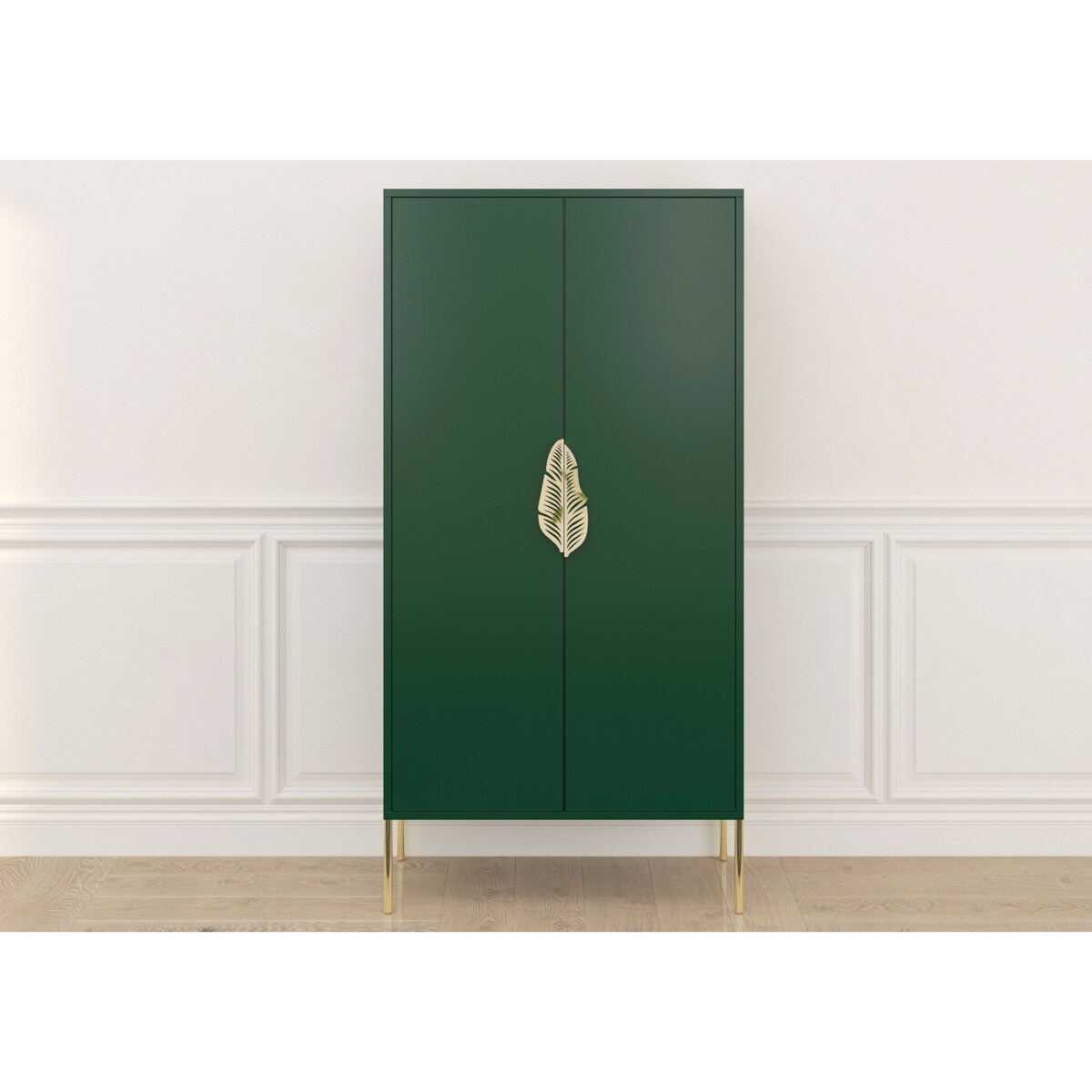 Wysoka zielona komoda ze złotymi dodatkami Skandica MERLIN