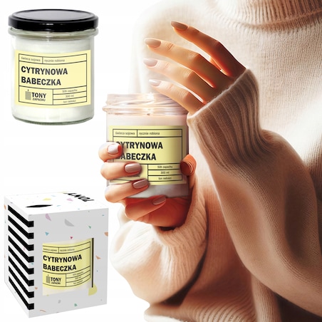 Naturalna świeca zapachowa sojowa w słoiku CYTRYNOWA BABECZKA Upominek