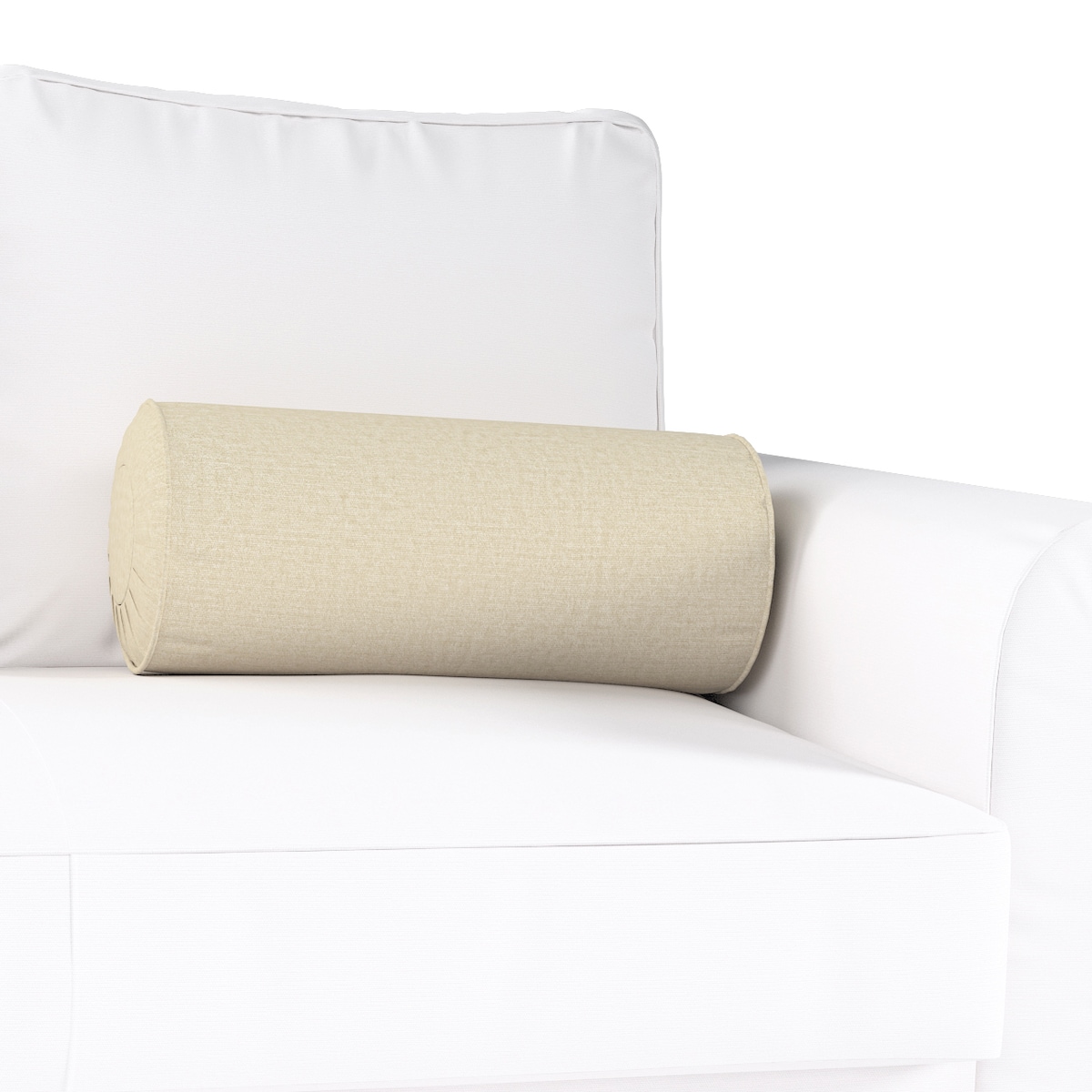 Poduszka wałek z zakładkami, ecru szenil, Ø20 x 50 cm, Chenille