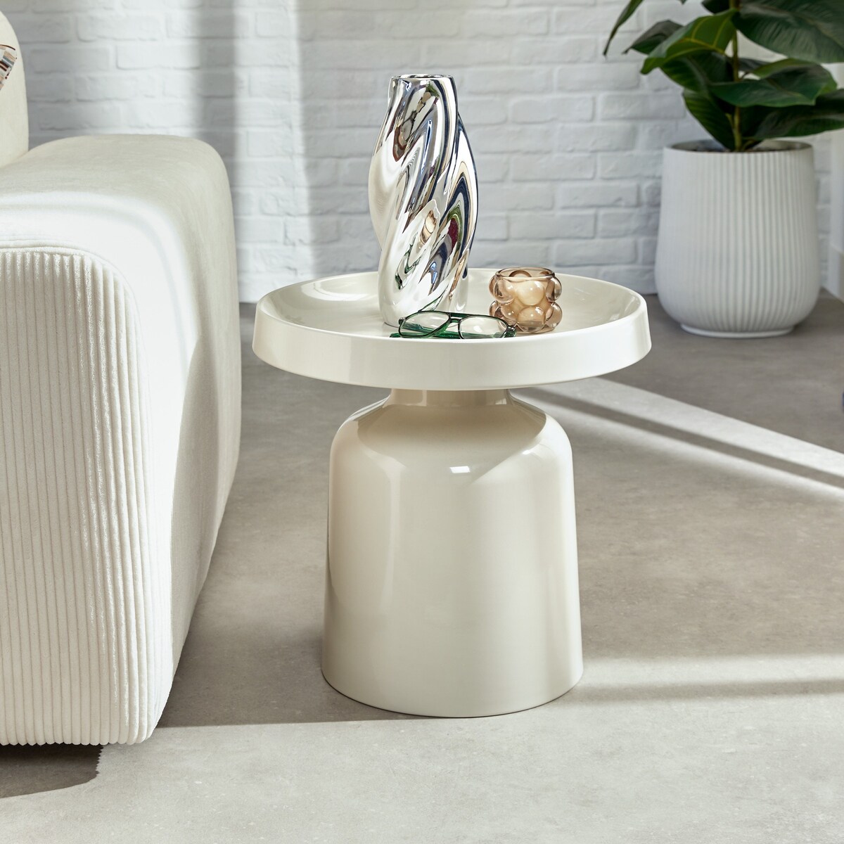 Wazon ceramiczny srebrny 21 cm