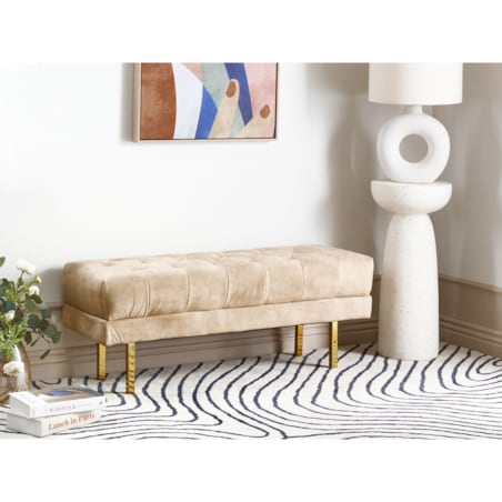Ławka welurowa beżowa ROSEVILLE