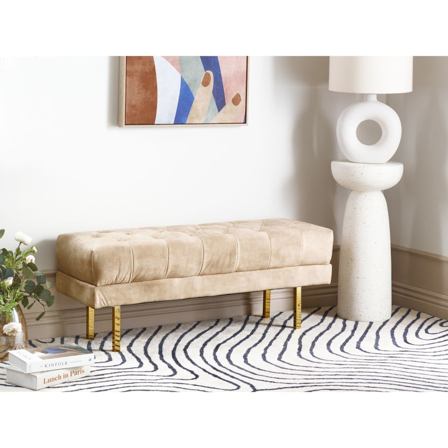 Ławka welurowa beżowa ROSEVILLE