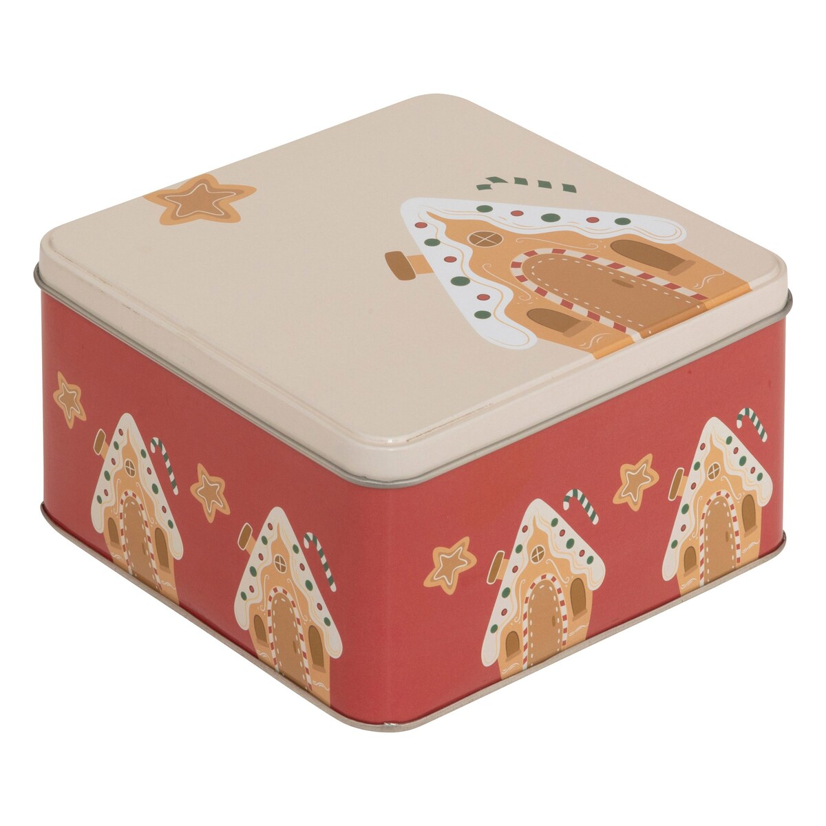 Puszka 3 szt. metalowa na ciastka świąteczne 18x18x8,5 cm POTERA czerwona