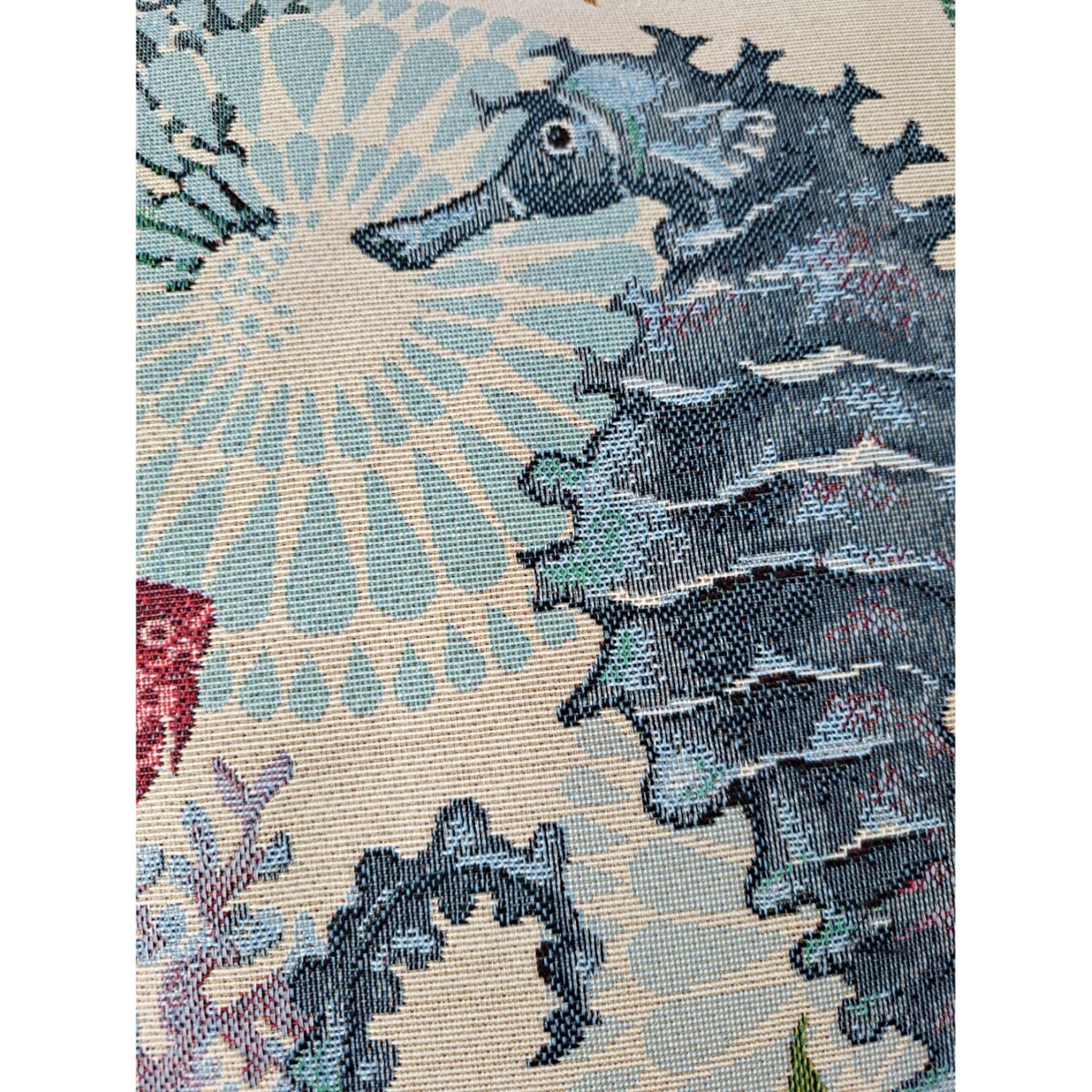 Poszewka Na Poduszkę Jasiek 45X45 Cm Żakardowa Dekoracyjna Ozobna Konik Morski