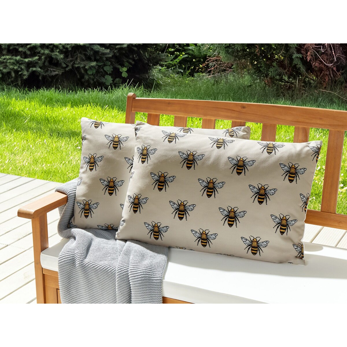 2 poduszki ogrodowe w pszczoły 40 x 60 cm beżowe CANNETO