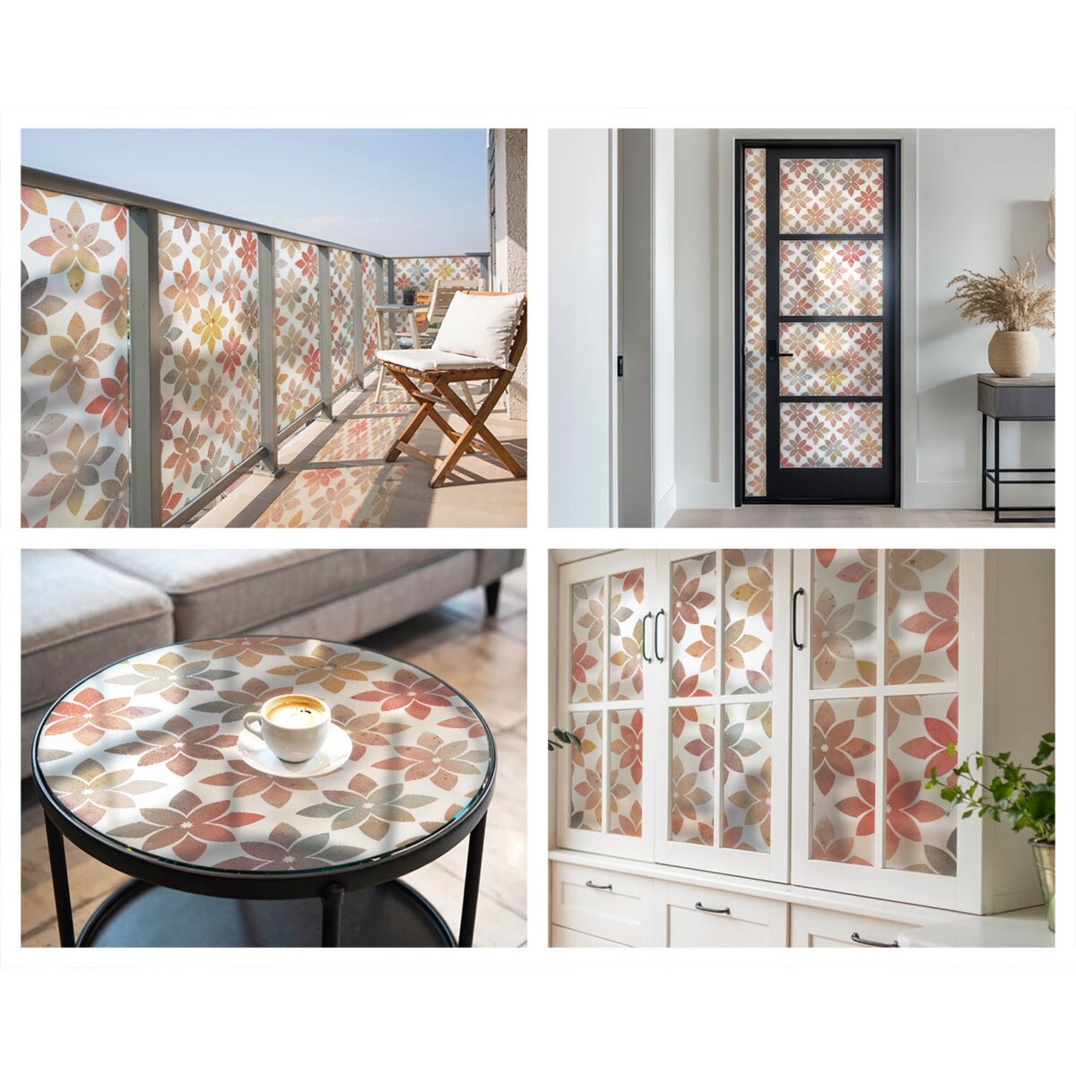 Okleina na okno dekoracyjna - Kolorowe kwiaty na białym tle - 200x146 cm